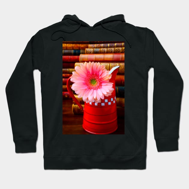 Pink Daisy In Red French Pitcher Hoodie by photogarry